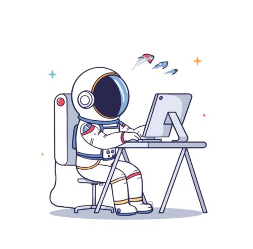 Astronaut editing website in computer
