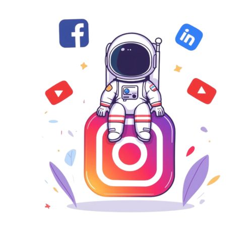 Astronaut sitting on instagram logo