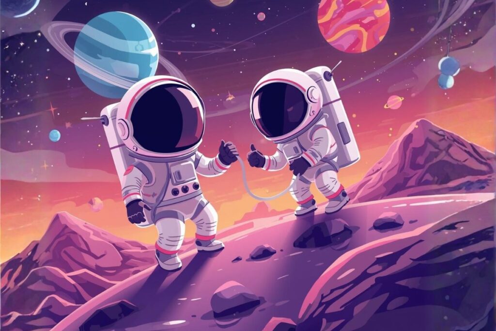 2 Astronauts meeting